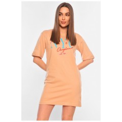 Жіноча туніка з тканини лакоста бежевого кольору. 178212L Жіноча туніка з тканини лакоста бежевого кольору. 178212L