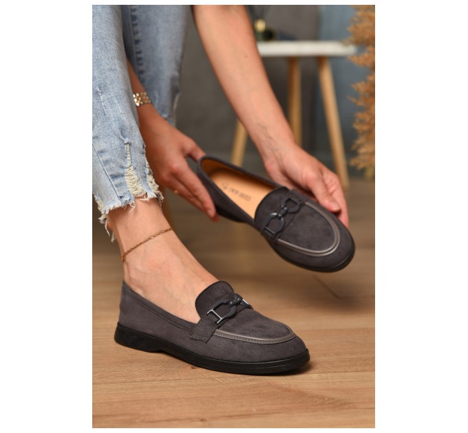 Туфлі-лофери жіночі сірого кольору 178678L