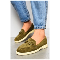 Туфлі-лофери жіночі кольору хакі 178771L