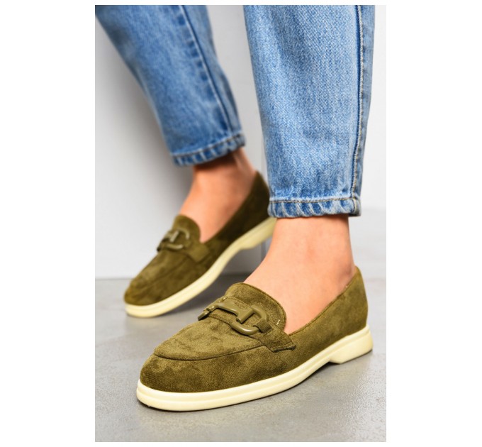 Туфлі-лофери жіночі кольору хакі 178771L