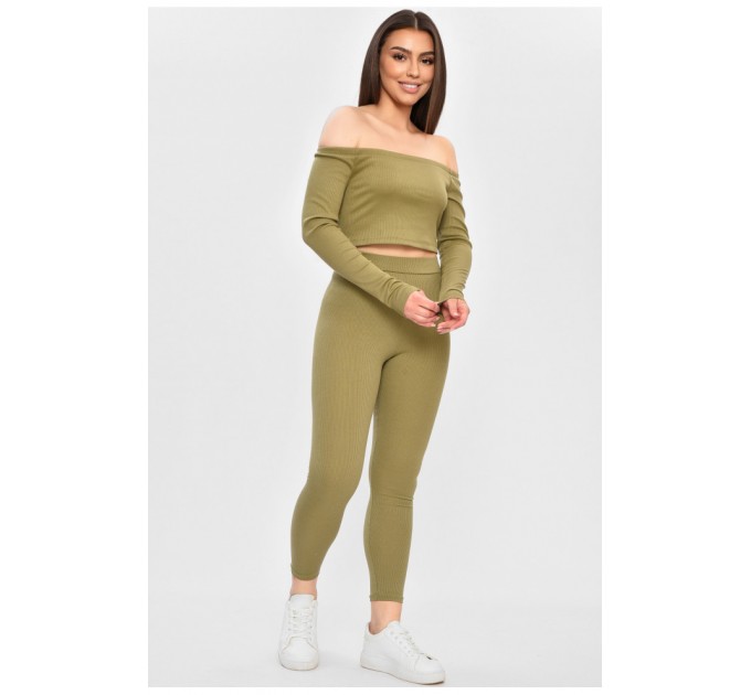 Костюм жіночий трикотажний кольору хакі 179103L