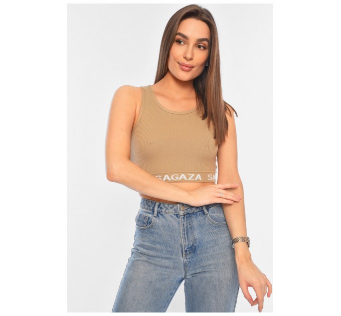 Топ-майка у рубчик жіноча бежевого кольору 179831L