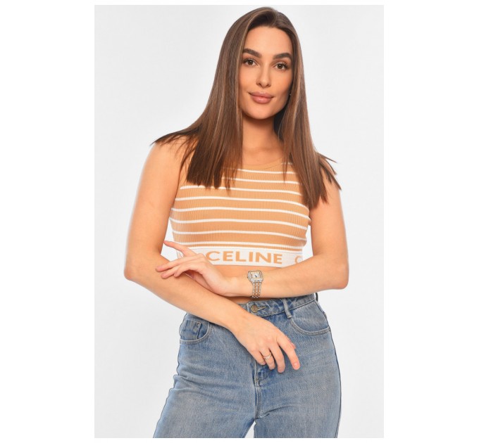 Топ-майка у рубчик жіноча моко кольору 179861L