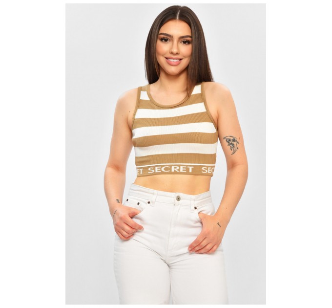 Топ-майка у рубчик жіноча світло-бежевого кольору 179913L