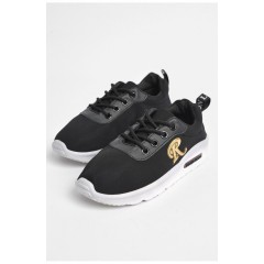 Мокасини дитячі чорного кольору на шнурівці 180357L