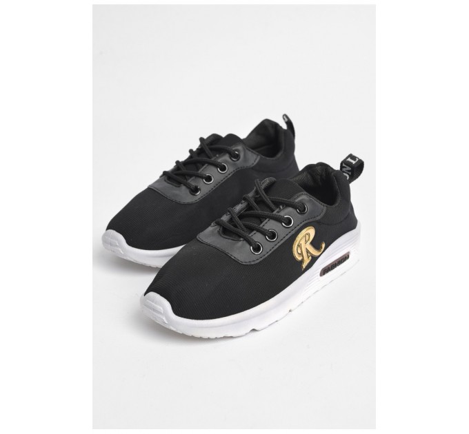 Мокасини дитячі чорного кольору на шнурівці 180357L