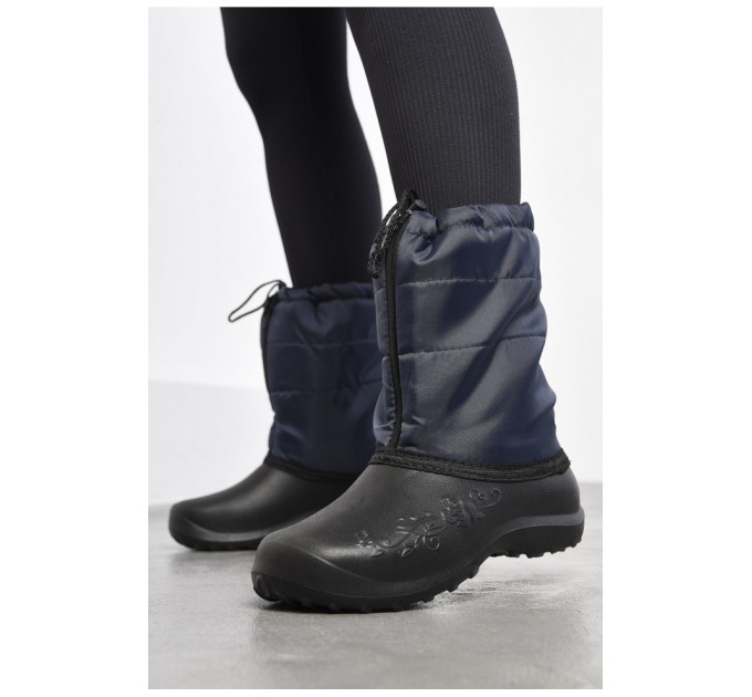 Дутики женские на меху темно-синего цвета 180468L