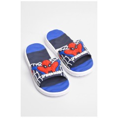 Детские шлепанцы для мальчика темно-синего цвета с человеком-пауком 181116L
