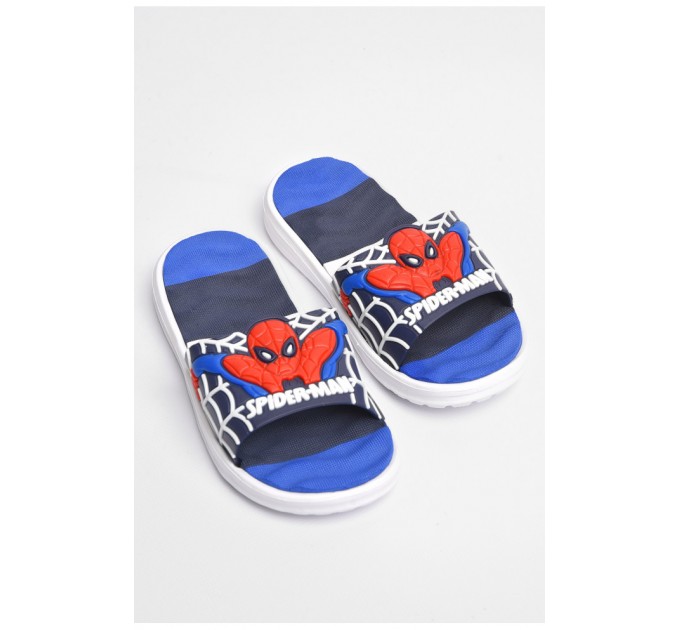 Детские шлепанцы для мальчика темно-синего цвета с человеком-пауком 181116L