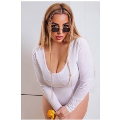 Женское боди однотонное белого цвета 181947L