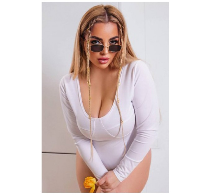 Женское боди однотонное белого цвета 181947L