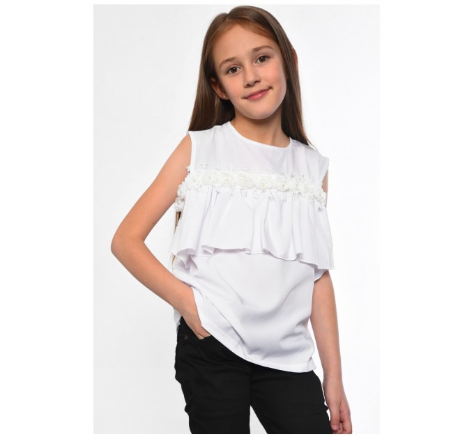 Блуза дитяча для дівчинки білого кольору 182813L