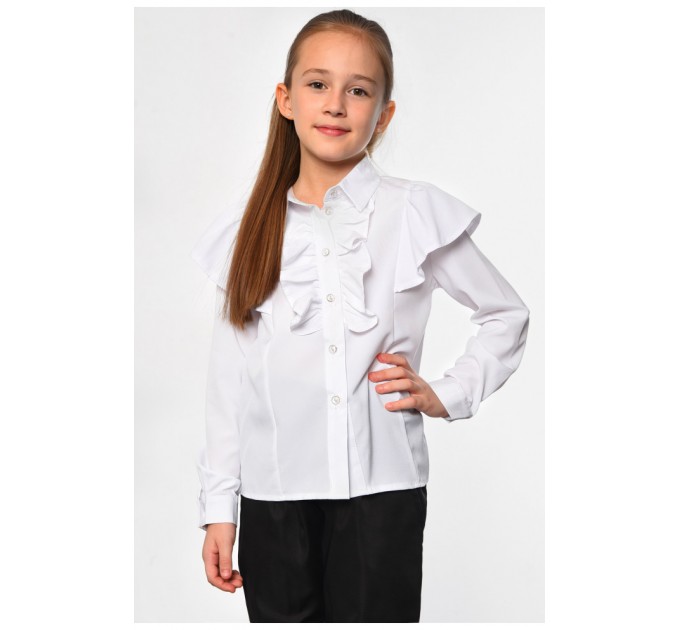Детская рубашка для девочки белого цвета 182823L
