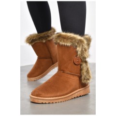 Угги женские коричневого цвета искусственная замша 184231L