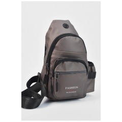 Сумка чоловіча через плече з екошкіри темно-бежевого кольору 184464L