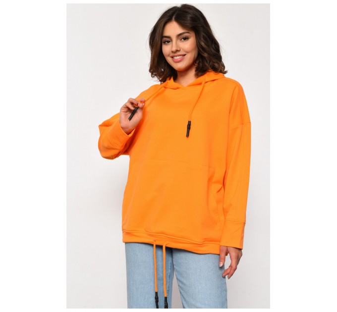 Худі жіноче на флісі помаранчевого кольору 184552L