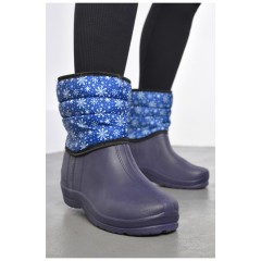 Дутики жіночі на хутрі синього кольору 184863L