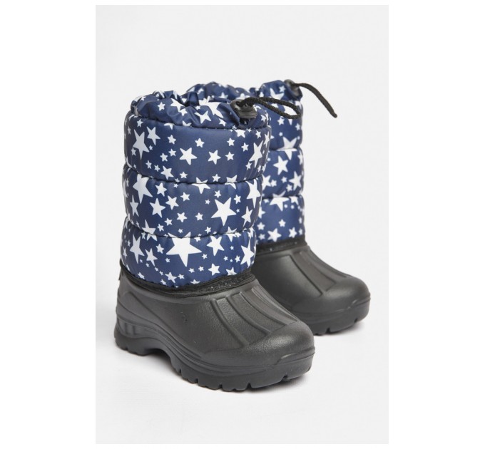 Дутики детские на флисе темно-синего цвета в звездочку 185080L