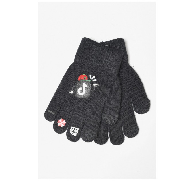Рукавички дитячі з начісом чорного кольору 185169L