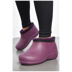 Калоші жіночі на хутрі кольору баклажан 185376L