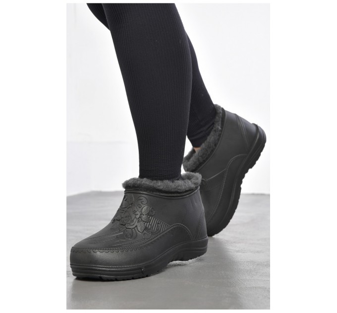 Калоші жіночі на хутрі чорного кольору 185382L