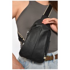 Бананка жіноча з екошкіри чорного кольору однотонна 185388L