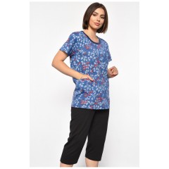 Костюм домашній жіночий напівбатальний блакитного кольору з принтом 185716L