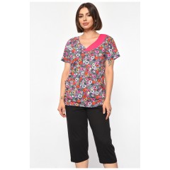 Костюм домашній жіночий напівбатальний сірого кольору з принтом 185732L