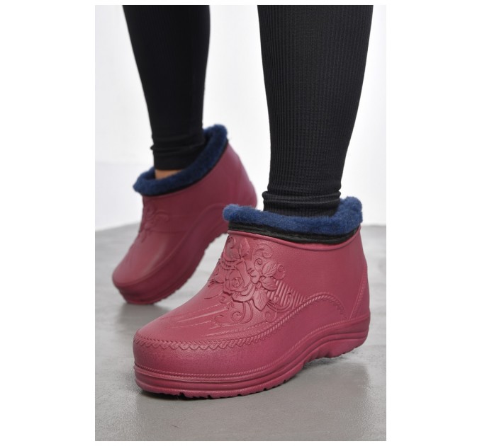 Калоші жіночі на хутрі бордового кольору 185754L