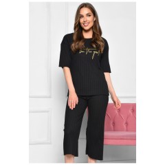 Костюм домашний женский хлопковый черного цвета 186359L