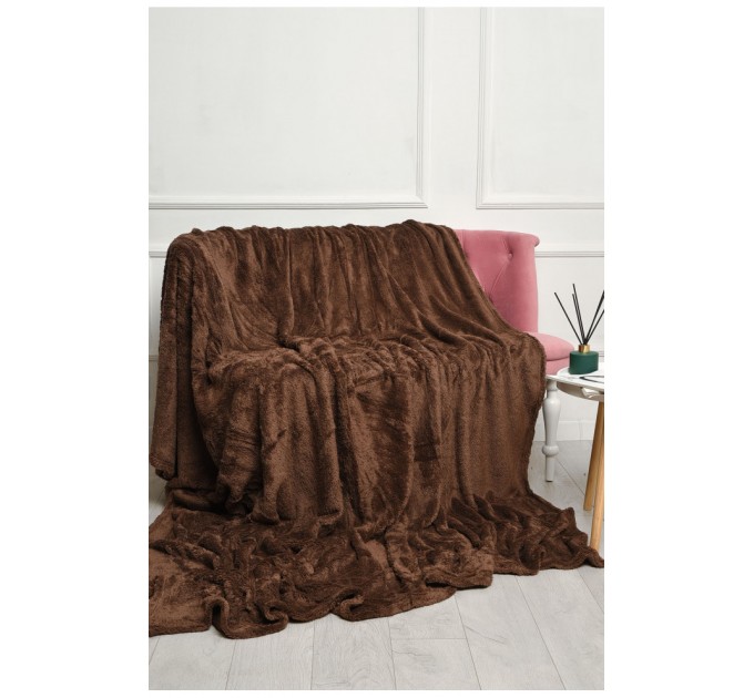 Плед однотонный коричневого цвета размер 220*240 186572L