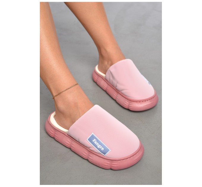 Капці домашні жіночі теплі рожевого кольору 186834L