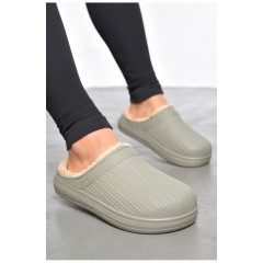 Калоші жіночі без задника утеплені сірого кольору 187166L