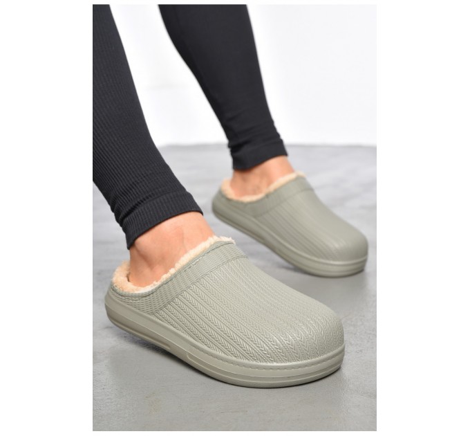 Калоші жіночі без задника утеплені сірого кольору 187166L