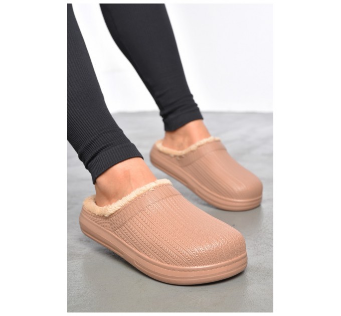 Калоші жіночі без задника утеплені пудрового кольору 187169L
