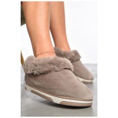 Капці домашні жіночі теплі кольору мокко 187365L