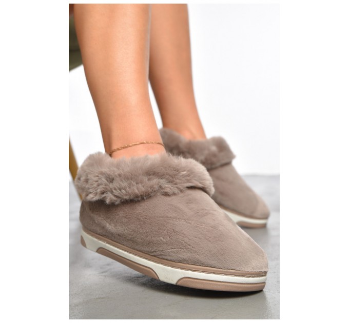 Капці домашні жіночі теплі кольору мокко 187365L