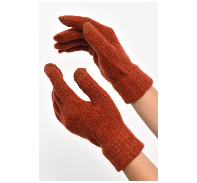 Рукавички жіночі трикотажні сенсорні теракотового кольору 187420L
