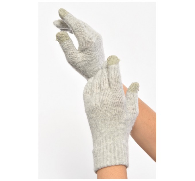 Перчатки женские трикотажные сенсорные серого цвета 187422L