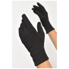 Перчатки женские сенсорные с начесом черного цвета 187439L