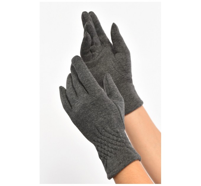 Перчатки женские на искусственном меху темно-серого цвета 187457L