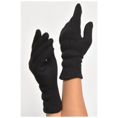 Перчатки женские на искусственном меху черного цвета 187467L