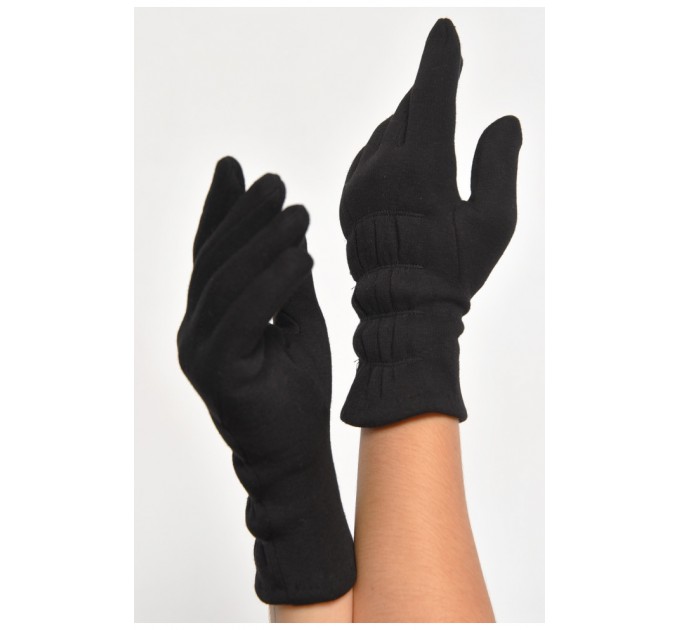 Перчатки женские на искусственном меху черного цвета 187467L