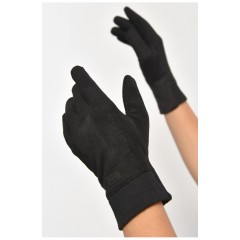 Перчатки женские замшевые на искусственном меху сенсорные черного цвета 187497L