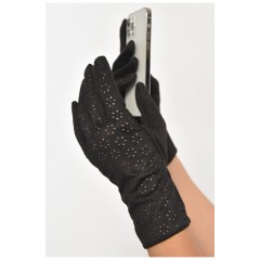 Перчатки женские текстильные сенсорные черного цвета 187515L