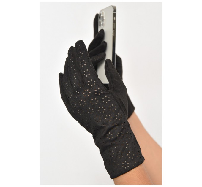 Рукавички жіночі текстильні сенсорні чорного кольору 187515L
