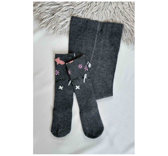Колготы для девочки темно-серого цвета 187616L