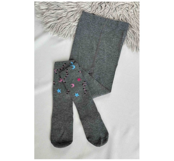 Колготи дитячі для дівчинки темно-сірого кольору 187626L