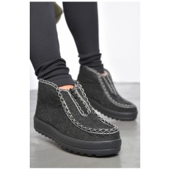 Бурки жіночі на хутрі чорно-сірого кольору 187713L