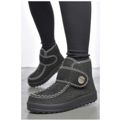 Бурки жіночі на хутрі чорно-сірого кольору 187720L